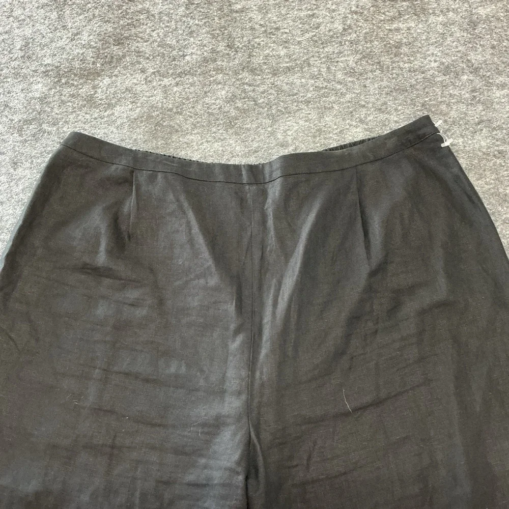 Reformation Onla Wide Leg Linen Elegant Black Pants With Lace Trim Size 18